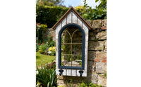 Fake Wall Opening Decor Wood and Steel-Finished Window Frame Decor Focal Point Architectural Feature for Patio