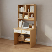 Space Saving Writing Desk with Bookshelf and Drawers Multi-Functional Compact Student Workstation Stable Structure Office Furniture Scratch Resistant for Students