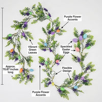 Easter Egg Garland with Green Leaves, Artificial Silk Flower Garland for Indoor Display, Decorative  - Image 5
