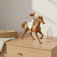 Girl Riding Horse Figurine Sculpted Surface Girl on Horse Figurine for Bedroom