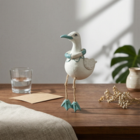 Textured White Bird Figurine Decorative Hanging Bird Figurine for Landscape