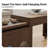 Multi-Functional Mobile Brewing Station Movable with Casters Tea Cart Modern Design End Table Extendable Top for Apartment Dwellers, Homeowners, Living Room, Home, Reception Area, Balcony