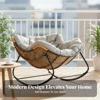 Upholstered Rocking Chair Gentle Rocking Motion Lounge Seating High Spine Support MoGermanrn Aesthetic