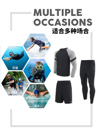 男士大码浮潜水服防晒冲浪加肥加大泳衣漂流三件套拉链胖子泡温泉