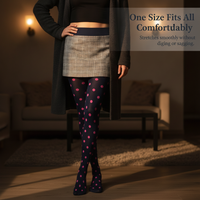 Vintage Polka Dot Velvet Jacquard Tights for Women, Anti-Snagging Pantyhose