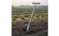 Foot Assisted Weeding Tool Silver Gray Finish T Handle Weeder for Yard