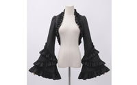 Gothic Shrug with Flared Cuffs Long Sleeves Ruffled Short Jacket Shrug Breathable Apparel for Cosplayers, Themed Parties