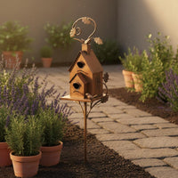 Metal Birdhouse Feeder Decorative Metal Bird Feeder Stake Easy to Display