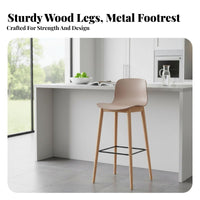 Molded Seat High Stool Nordic Barstool Chair Modern Simple Design Ergonomic Backrest for Kitchen Island, Reception Area, Pantry