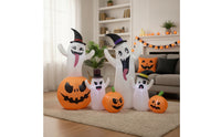5 Pieces Lighted Halloween Inflatable Giant Inflatable Ghosts Funny Ghost with Hat Adorable for Porch