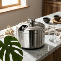 Stainless Steel Ice Bucket Condensation Resistant Two-Layer Ice Bucket Portable Barware for Chilled Drinks