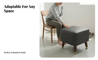 Upholstered Cube Stool Genuine Leather Footrest Multipurpose for Bedroom, Adults