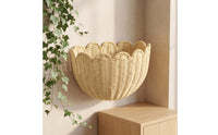 Half-Round Scalloped Wall Basket Space-Saving Wall-Mounted Storage Basket Decorative Rustic for Entryway