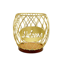 Pineapple Basket Space-Saving Wire Basket with Wooden Base Lightweight