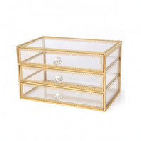 Vintage Jewelry Box with Drawers Transparent Glass Jewelry Box Compact Shockproof for Dresser