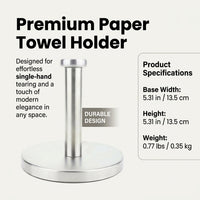 Table Metal Freestanding Dispensing Paper Towel Holder for Kitchen and Dining Room, Stainless Steel Roll for Families