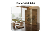 Foldable Design Chinese Landscape Folding Screen Traditional Oriental design 4-Panel Art Divider Vintage Aesthetic Privacy Partition Freestanding for Interior Decorators, Restaurant Owners, Office Managers, Living Room, Bedroom, Studio Apartment