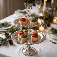 Tiered Stand with Mirrored Trays Ornate 2-Tier Dessert Stand Decorative Cupcake Display Display Stand for Party Hosts, Brides, Afternoon Tea
