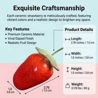 Display Cabinet Ceramic Fruit Figurines with Glazed Porcelain Finish, Realistic Ornaments for Living Room Decoration