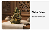 2 Pieces Manjushri and Guanyin Figurines Intricate Intricacies Green Patina Bodhisattva Statues Tibetan Bronze Statue Set