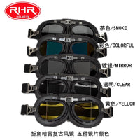 Classic Matte Black Frame Angled Goggles for Retro Helmets
