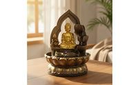 Resin Water Fountain Compact Indoor Fountain with LED Light Lighted Meditation for Desk, Office