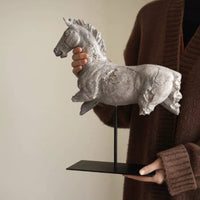 Horse Sculpture with Stand Textured Abstract Horse Statue for Desk, Minimalists