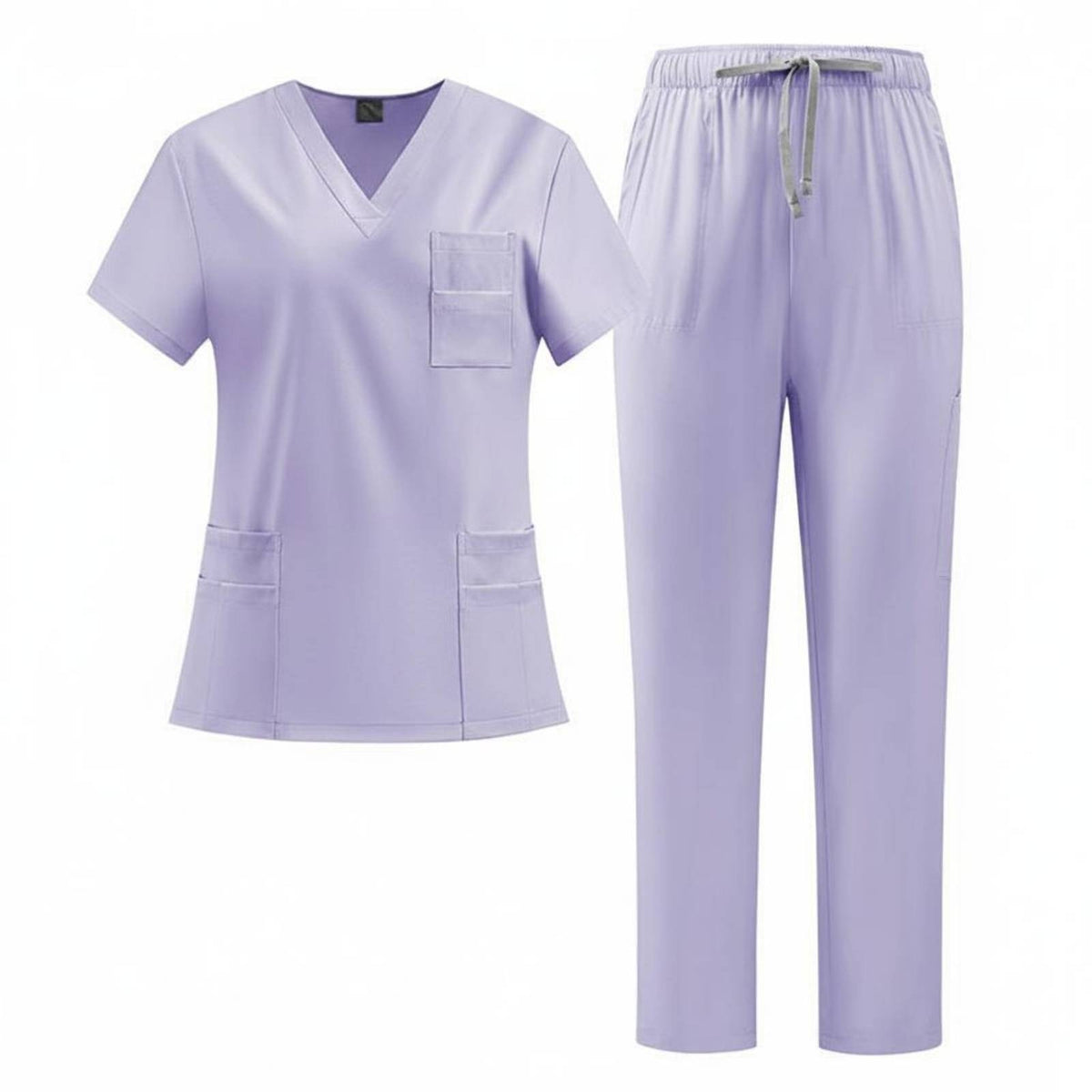 Quick-Drying V-Neck Scrub Top and Pants Breathable Short Sleeve Medical Attire Moisture-Wicking Nurse Doctor Workwear Set for Doctors, Dentists, Veterinarians, Operating Room, Hospital, Oral Office, Beauty Salon
