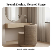 Rotating Vanity Chair Minimalist Design Plush Rotating Armchair Elegant Design Soft Upholstery for Women, Girls, Bedroom