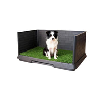 Simulated Grass Dog Toilet with Three-Sided Fence, Fake Grass, Pee Pad, Three-Sided Baffle Dog Toilet