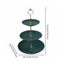 European Design 3 Tier Cake Stand Reusable Tiered Dessert Stand Sturdy 3 Tier Dessert Tray Gold Handle for Party
