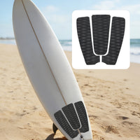 3 Pieces Surfboard Traction Pad Textured SUP Traction Pad EVA Foam Decking Sheet Cutout Center Water Sports Accessory Black