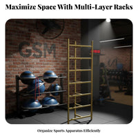 Space-Saving Design Half Balance Ball Storage Rack Steel Frame Construction Balance Ball Storage Rack Stable Structure Large Capacity for Fitness Studio