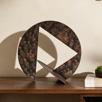 Distressed Abstract Geometric Ornament Vintage Wabi-Sabi Style Decorative Piece