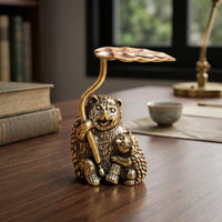 Hedgehog Statue with Umbrella Metal Hedgehog Figurine Textured for Shelf