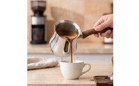 Coffee Pot with Wooden Handle Ergonomic Beverage Server Easy to Clean Cookware for Baristas