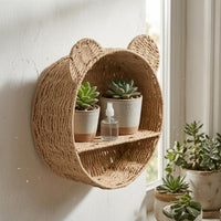 Face Wall Shelf Rattan Wall Mounted Shelf Space Saving Household Organizer