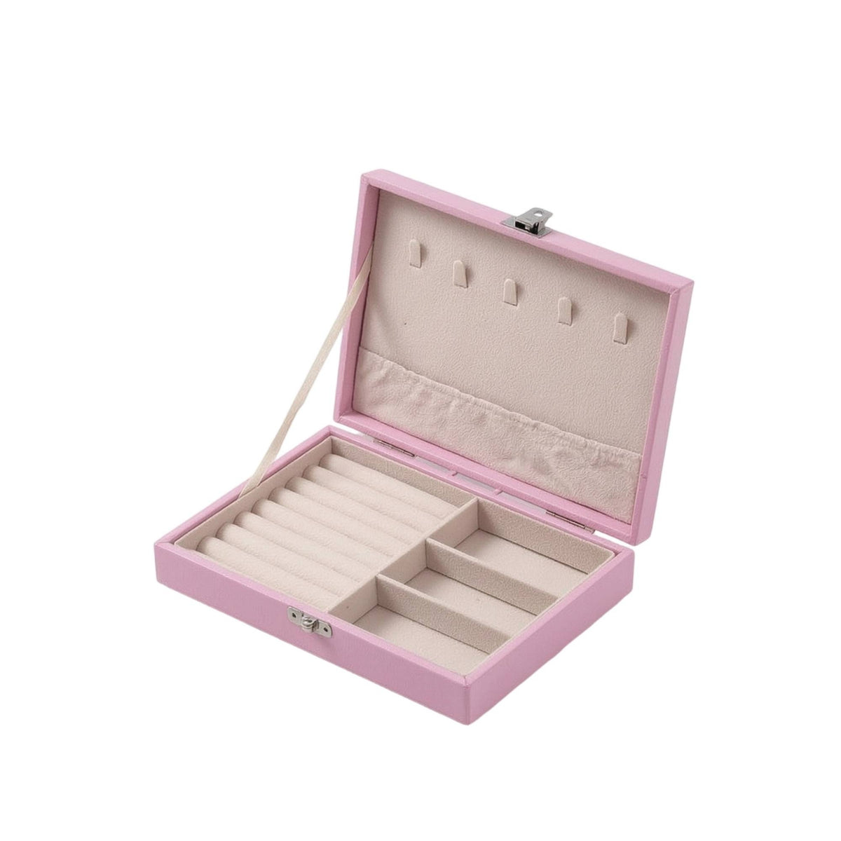 Soft-Lined Necklace Organizer Box with Hooks Compact Jewelry Organizer with Hooks Versatile Jewelry Box with Band Holder Slots Secure for Vanity, Dresser