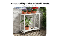 2-Tier Rolling Plant Stand Floor-Standing Multi-Tiered Plant Stand Easy to Move