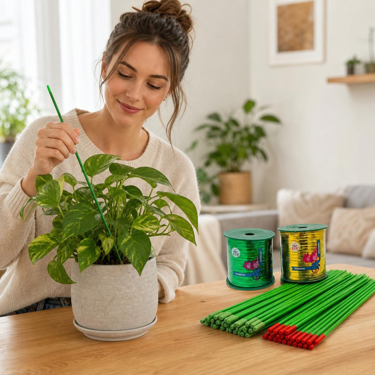 Plant Support Stakes for Climbing Plants, Flowers, and Vegetables - Metal Garden Trellis Netting Rods