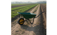 Single-Wheel Wheelbarrow with Metal Frame Deep-Tray Wheelbarrow Easy Maneuverability Hand Cart Heavy-Duty for Gardeners, Farmers, Garden, Yard, Orchard