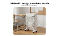 With Wheels Movable Bookshelf Cart Easy to Move Wheeled Classroom Library Cart Space Saving for Children, Office Workers, Study Room