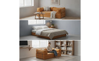 Corduroy Folding Sofa Bed Space-Saving Sofa Bed with Armrests Sleek Foldable Futon Couch Padded for Guests, Students, Small Apartments, Guest Rooms, Studios, Living Room