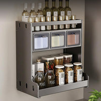 Wall Mounted 3-Tier Kitchen Spice Rack with Drawers
