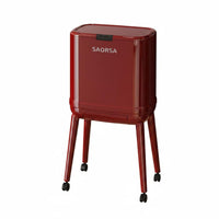 Rolling Garbage Bin with Lid Large Capacity Tall Kitchen Wastebasket Light Luxury Style High-Leg Trash Can for Restroom