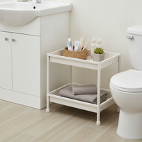 Multi-layer Plastic Bathroom Basin Storage Rack with Hollow Panels