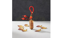 Gold-Tone Lacquered Brass Charm Bead-Like Cylindrical Charm Chinese-Character Style Text Brass Charm