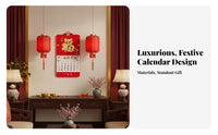 Chinese Red Wall Calendar, Year of the Horse, Gold Foil, Personalized Logo, Large Hanging Monthly Planner, Business Advertising Gift, Thick Paper