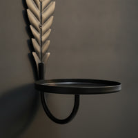 Iron Holder with Leaf Backplate Decorative Wall-Mounted Candle Holder Multi-Wall-Mounted Candle Sconce for Entryway