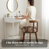 Swivel Vanity Stool Vintage Design Accent Chair Ergonomic Curved Backrest